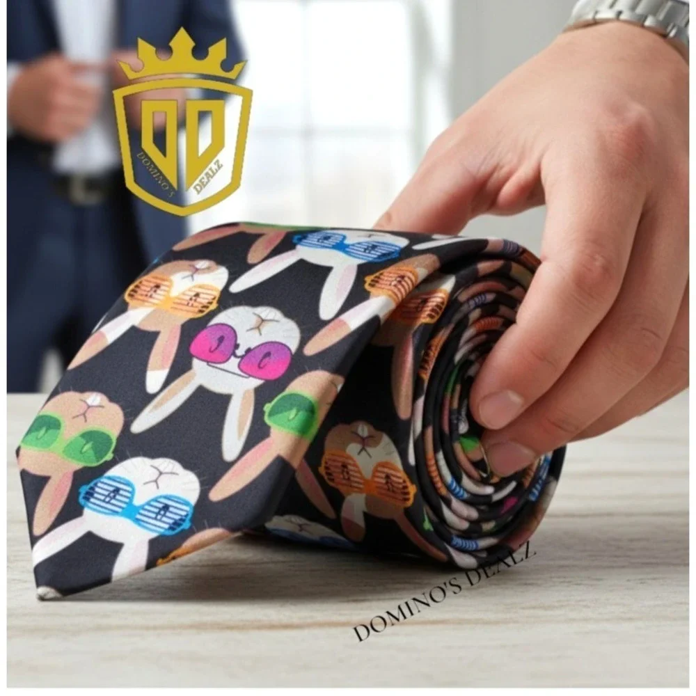 This Wear Novelty Rabbit Glasses Tie Fun Optician Theme Conversation Menswear - Picture 2 of 6